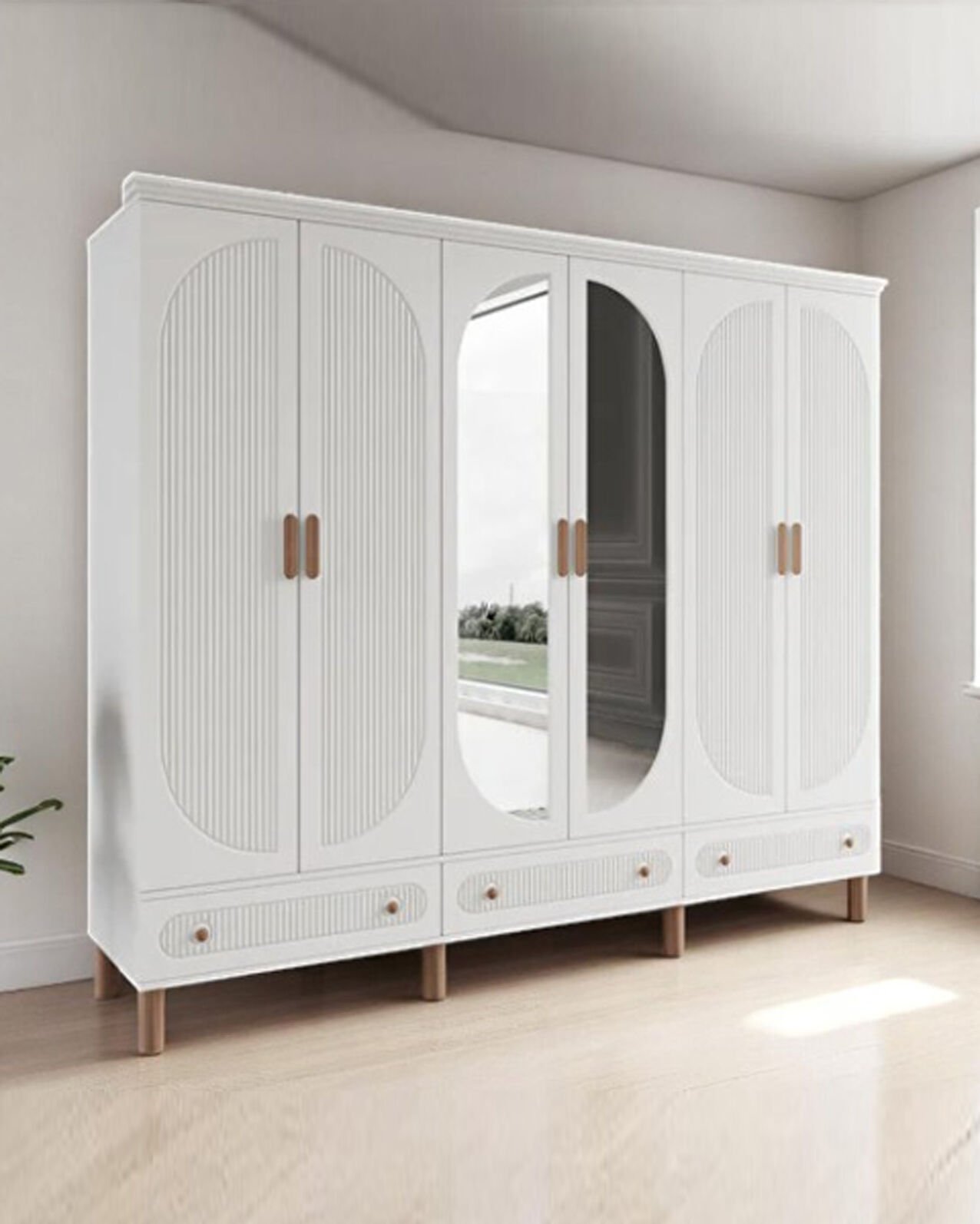 Miracool Milen 6 Kapılı Dolap / %100 MDF / Beyaz