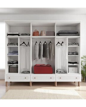 Miracool Milen 6 Kapılı Dolap / %100 MDF / Beyaz