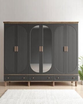 Miracool Milen 6 Kapılı Dolap / %100 MDF / Çam-Antrasit