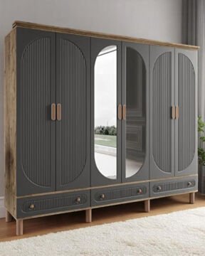 Miracool Milen 6 Kapılı Dolap / %100 MDF / Çam-Antrasit