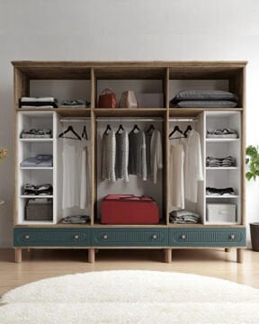 Miracool Milen 6 Kapılı Dolap / %100 MDF / Çam-Haki Yeşil