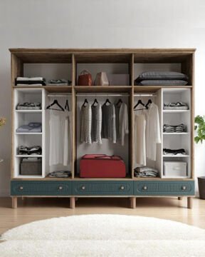 Miracool Milen 6 Kapılı Dolap / %100 MDF / Çam-Haki Yeşil