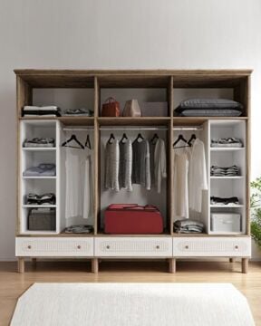 Miracool Milen 6 Kapılı Dolap / %100 MDF / Çam-Haki Yeşil