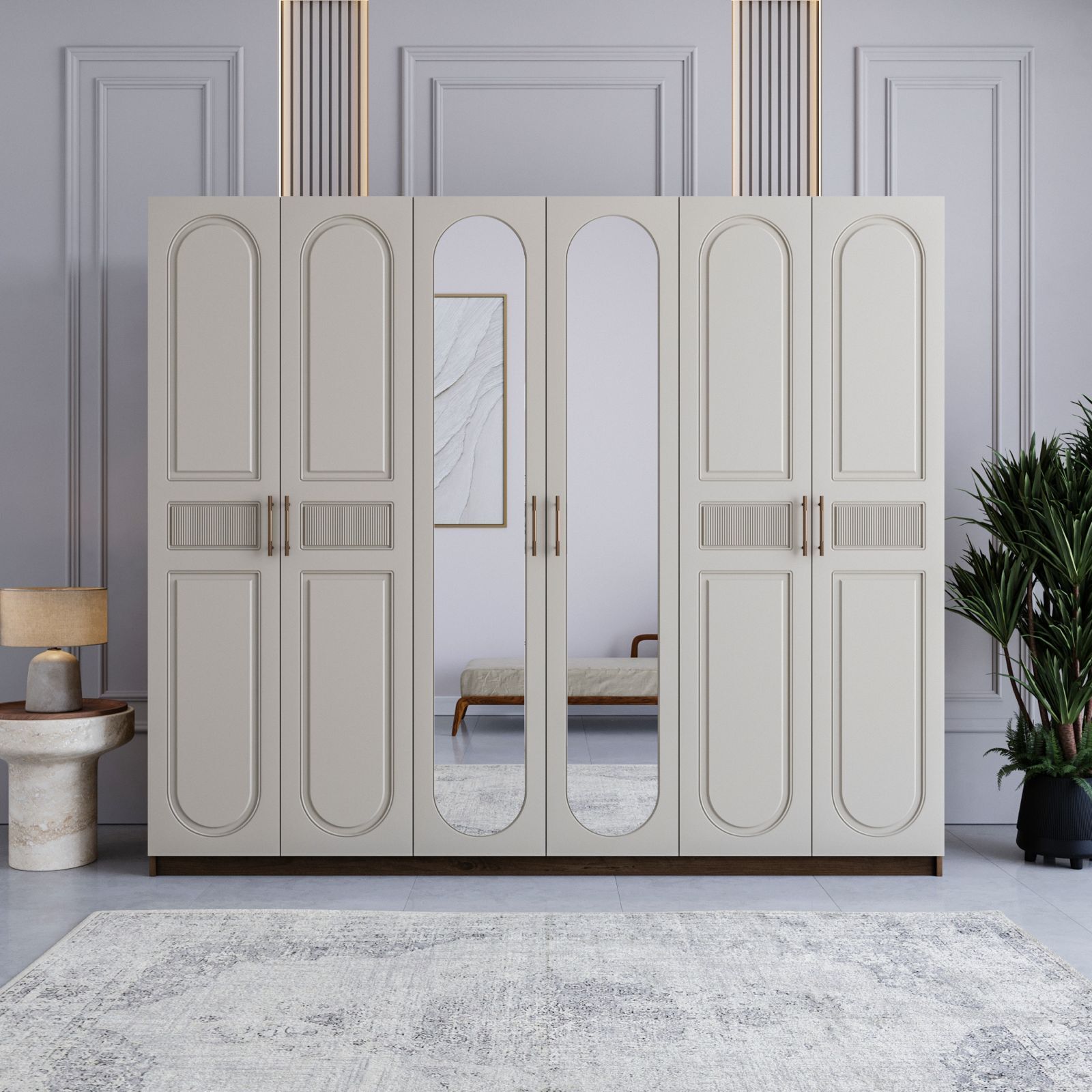 Miracool Libra 6 Kapılı Dolap / %100 MDF / Çam-Aytaşı / Bazalı