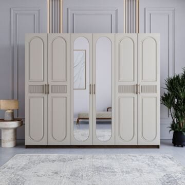 Miracool Libra 6 Kapılı Dolap / %100 MDF / Çam-Aytaşı / Bazalı