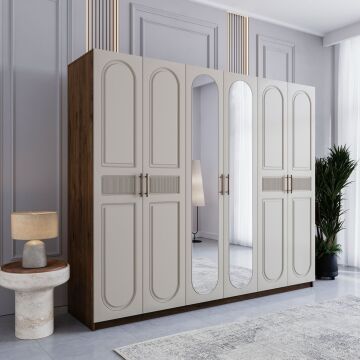 Miracool Libra 6 Kapılı Dolap / %100 MDF / Çam-Aytaşı / Bazalı