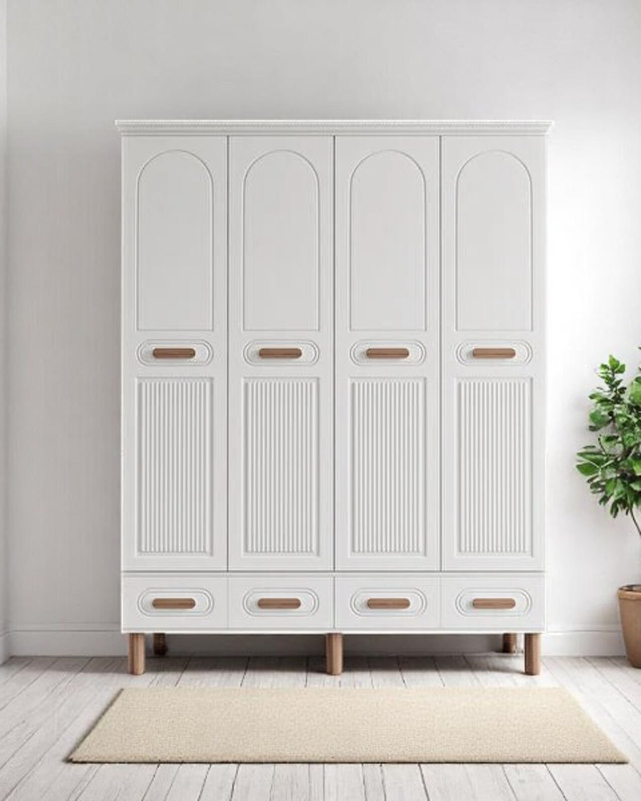 Miracool Otto 4 Kapılı Dolap / %100 MDF / Beyaz