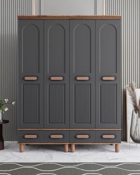 Miracool Otto 4 Kapılı Dolap / %100 MDF / Çam-Antrasit