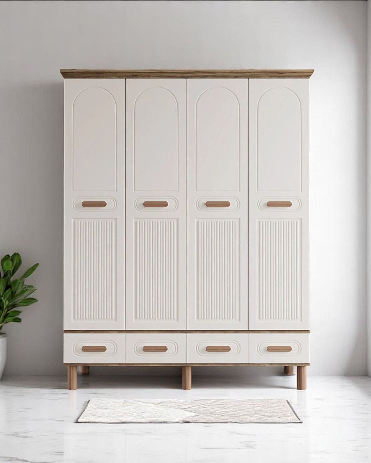 Miracool Otto 4 Kapılı Dolap / %100 MDF / Çam-Aytaşı