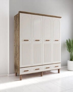 Miracool Otto 4 Kapılı Dolap / %100 MDF / Çam-Aytaşı