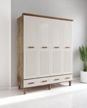 Miracool Otto 4 Kapılı Dolap / %100 MDF / Çam-Aytaşı