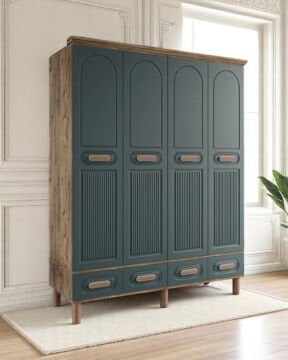 Miracool Otto 4 Kapılı Dolap / %100 MDF / Çam-Haki Yeşil