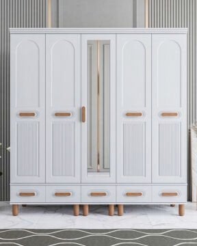 Miracool Otto 5 Kapılı Dolap / %100 MDF / Beyaz