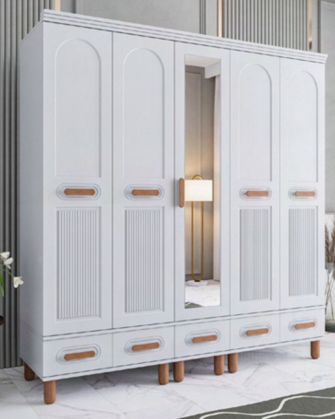 Miracool Otto 5 Kapılı Dolap / %100 MDF / Beyaz