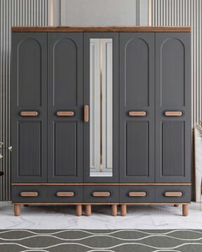 Miracool Otto 5 Kapılı Dolap / %100 MDF / Çam-Antrasit