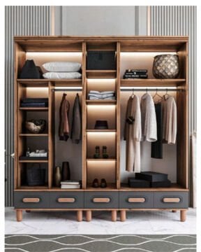 Miracool Otto 5 Kapılı Dolap / %100 MDF / Çam-Antrasit