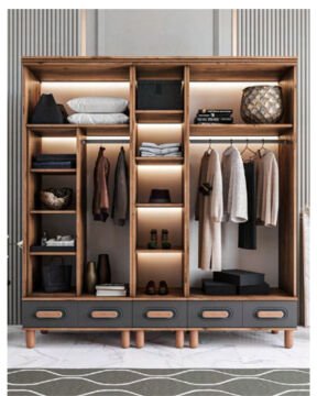 Miracool Otto 5 Kapılı Dolap / %100 MDF / Çam-Antrasit