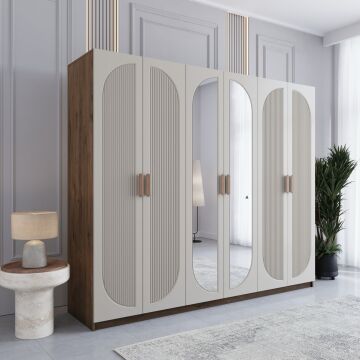 Miracool Milen 6 Kapılı Dolap / %100 MDF / Çam-Aytaşı / Bazalı