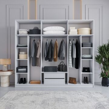 Miracool Milen 6 Kapılı Dolap / %100 MDF / Beyaz / Bazalı