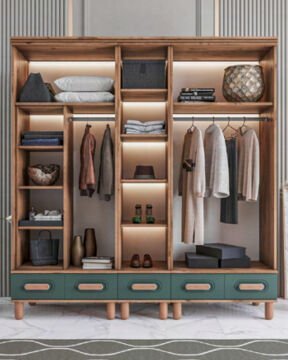 Miracool Otto 5 Kapılı Dolap / %100 MDF / Çam-Haki Yeşil