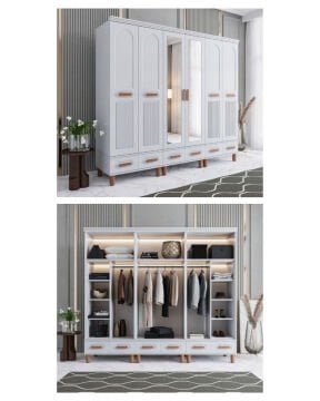 Miracool Otto 6 Kapılı Dolap / %100 MDF / Beyaz