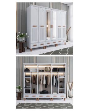 Miracool Otto 6 Kapılı Dolap / %100 MDF / Beyaz