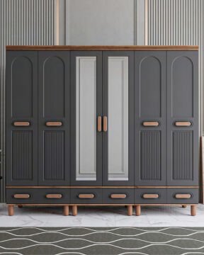 Miracool Otto 6 Kapılı Dolap / %100 MDF / Çam-Antrasit