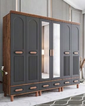 Miracool Otto 6 Kapılı Dolap / %100 MDF / Çam-Antrasit