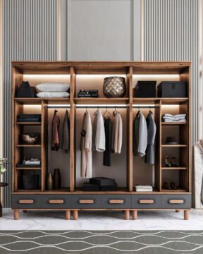 Miracool Otto 6 Kapılı Dolap / %100 MDF / Çam-Antrasit