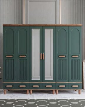 Miracool Otto 6 Kapılı Dolap / %100 MDF / Çam-Haki Yeşil