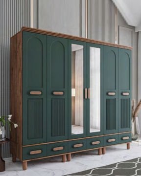 Miracool Otto 6 Kapılı Dolap / %100 MDF / Çam-Haki Yeşil