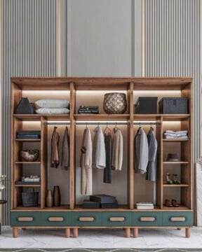 Miracool Otto 6 Kapılı Dolap / %100 MDF / Çam-Haki Yeşil