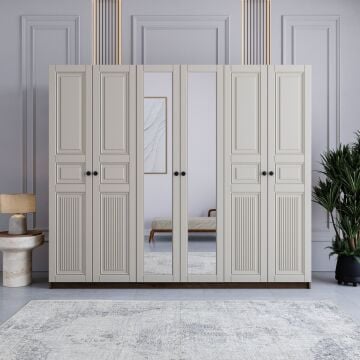 Miracool Terra 6 Kapılı Dolap / %100 MDF / Çam-Aytaşı / Bazalı