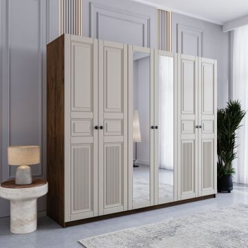 Miracool Terra 6 Kapılı Dolap / %100 MDF / Çam-Aytaşı / Bazalı