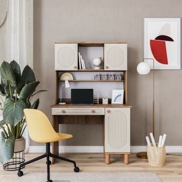 Milen Kitaplıklı Çalışma Masası / Komple MDF / Çam-Aytaşı