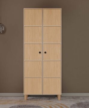 Meşe İkili Kombin / 2 Kapaklı Dolap ve Şifonyer / Tamamı MDF