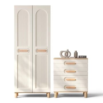 Orkide İkili Kombin / 2 Kapaklı Dolap ve Şifonyer / Tamamı MDF