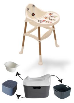 Miracool Pera Mama Sandalyesi & 4ü1 Arada Lazımlık / 2/5 Parça beyaz-beyaz