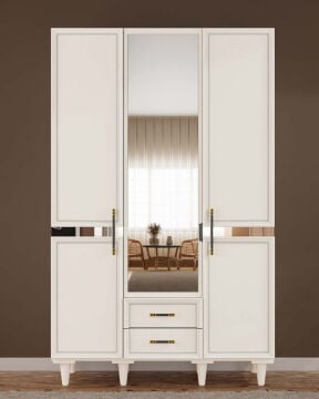 Kardelen İkili Kombin / 3 Kapaklı Dolap ve Kitaplıklı Çalışma Masası / Tamamı MDF