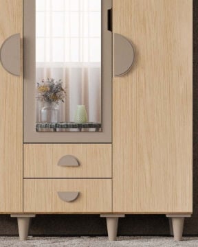 Ladin İkili Kombin / 3 Kapaklı Dolap ve Kitaplıklı Çalışma Masası / Tamamı MDF