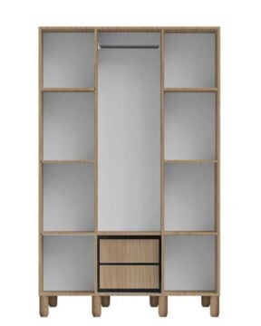 Ladin İkili Kombin / 3 Kapaklı Dolap ve Kitaplıklı Çalışma Masası / Tamamı MDF