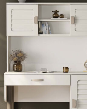 Lavanta İkili Kombin / 3 Kapaklı Dolap ve Kitaplıklı Çalışma Masası / Tamamı MDF