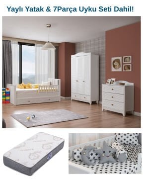 Miracool Allende Bebek ve Çocuk Oda Takımı / Yatak ve 7 Parça Uyku Seti Dahil / Ücretsiz Kurulum-Teslimat