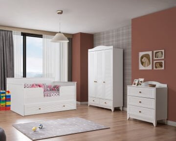 Miracool Allende Sedir Bebek ve Çocuk Odası / Yatak ve 7Parça Uyku Seti Dahil / Ücretsiz Kurulum