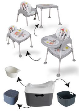 Miracool 3in1 Energy Mama Sandalyesi & 4ü1 Arada Lazımlık Seti Gri