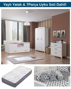 Miracool Ottoman Sedir Bebek ve Çocuk Odası / Yatak ve 7Parça Uyku Seti Dahil / Ücretsiz Kurulum