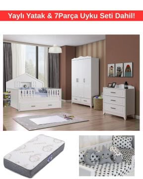 Miracool Ottoman Montessori Bebek ve Çocuk Odası / Yatak ve 7Parça Uyku Seti Dahil / Ücretsiz Kurulum