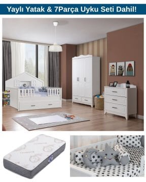 Miracool Ottoman Montessori Bebek ve Çocuk Odası / Yatak ve 7Parça Uyku Seti Dahil / Ücretsiz Kurulum