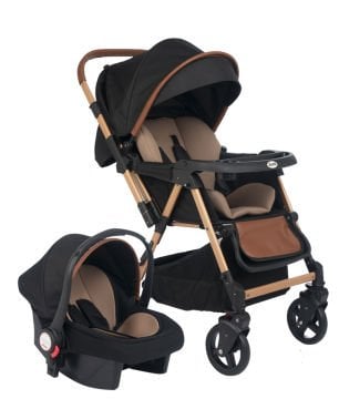 3'lü Set - Joell Trendy Travel Sistem Bebek Arabası & Çanta & Puset Gold Siyah