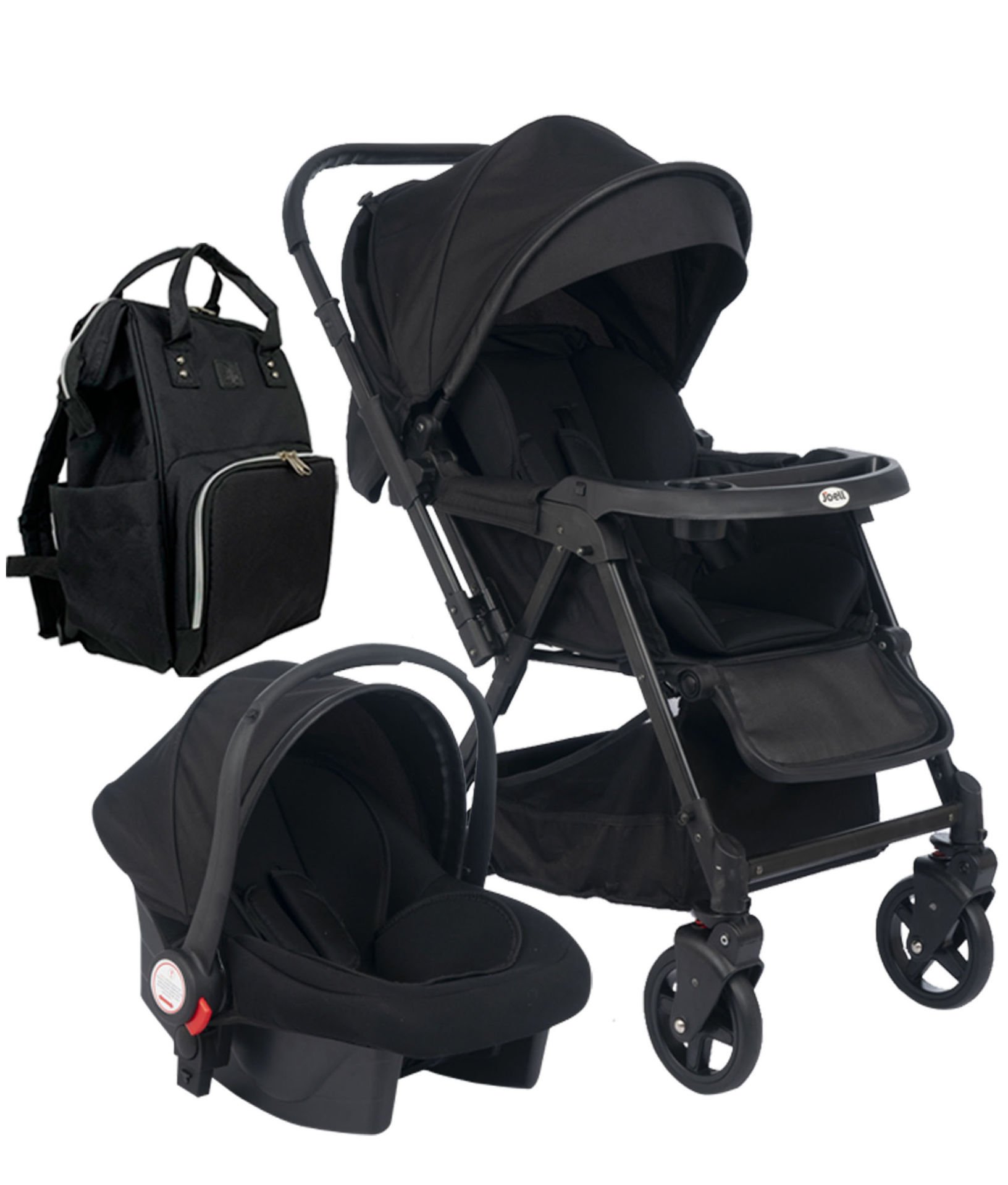3'lü Set - Joell Trendy Travel Sistem Bebek Arabası & Çanta & Puset Siyah